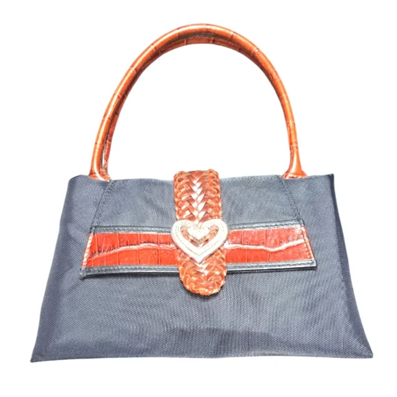 Brighton Foldable Black Tote with Brown Handles - Picture 5 of 6